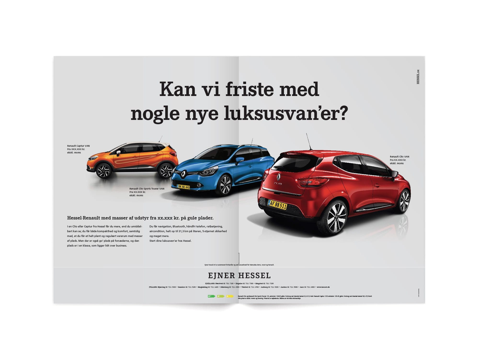 Portfolio case - Dagbladsannoncer til Mercedes forhandleren Ejner Hessel, hjælper med at at markedsføre Renault mærket. 