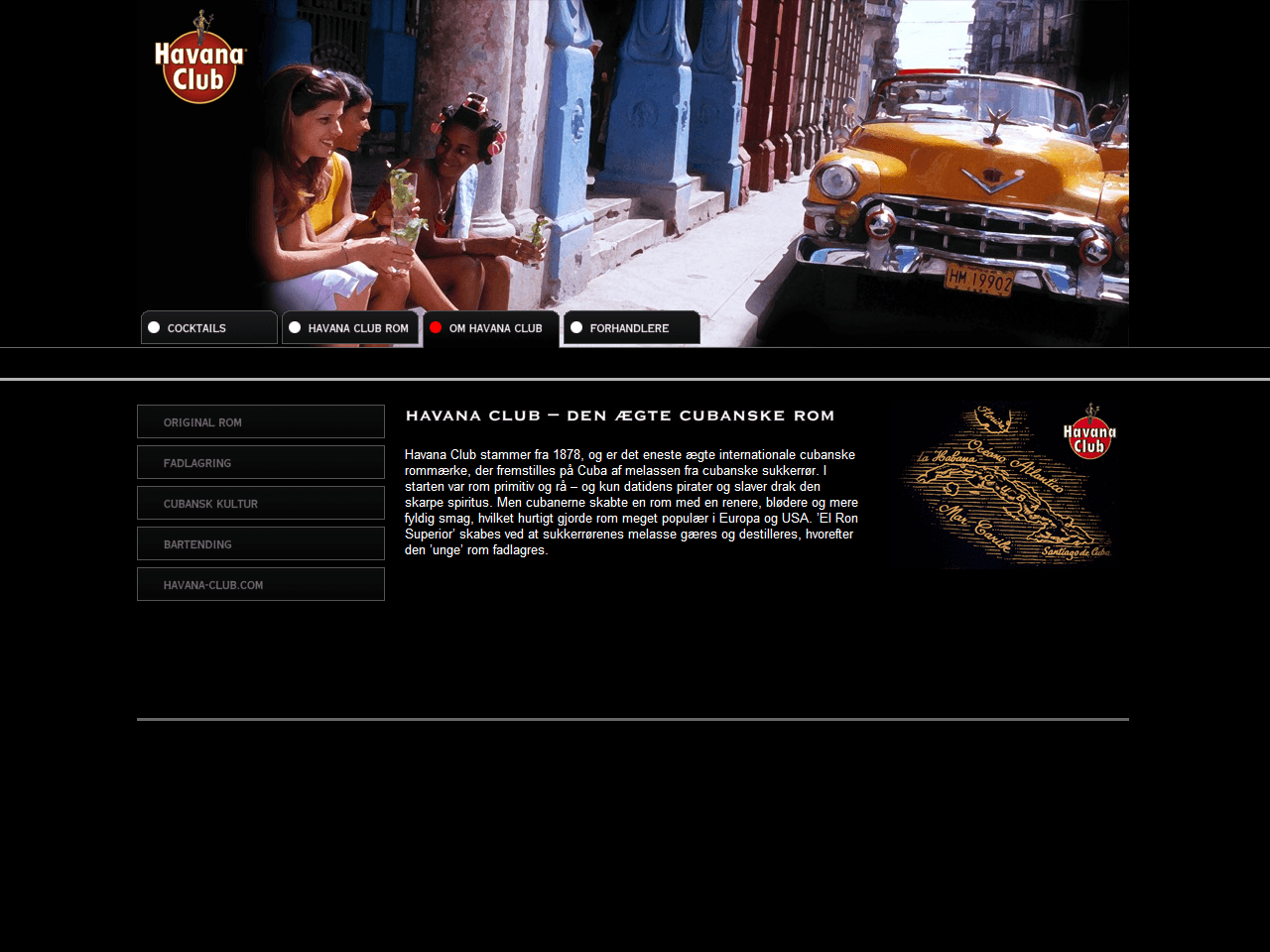 Portfolio case - Kreativ webportal til Havana Club, der afspejlede virksomhedens historie og via cocktail-spil og billedgalleri tager kunder tættere på Cuba