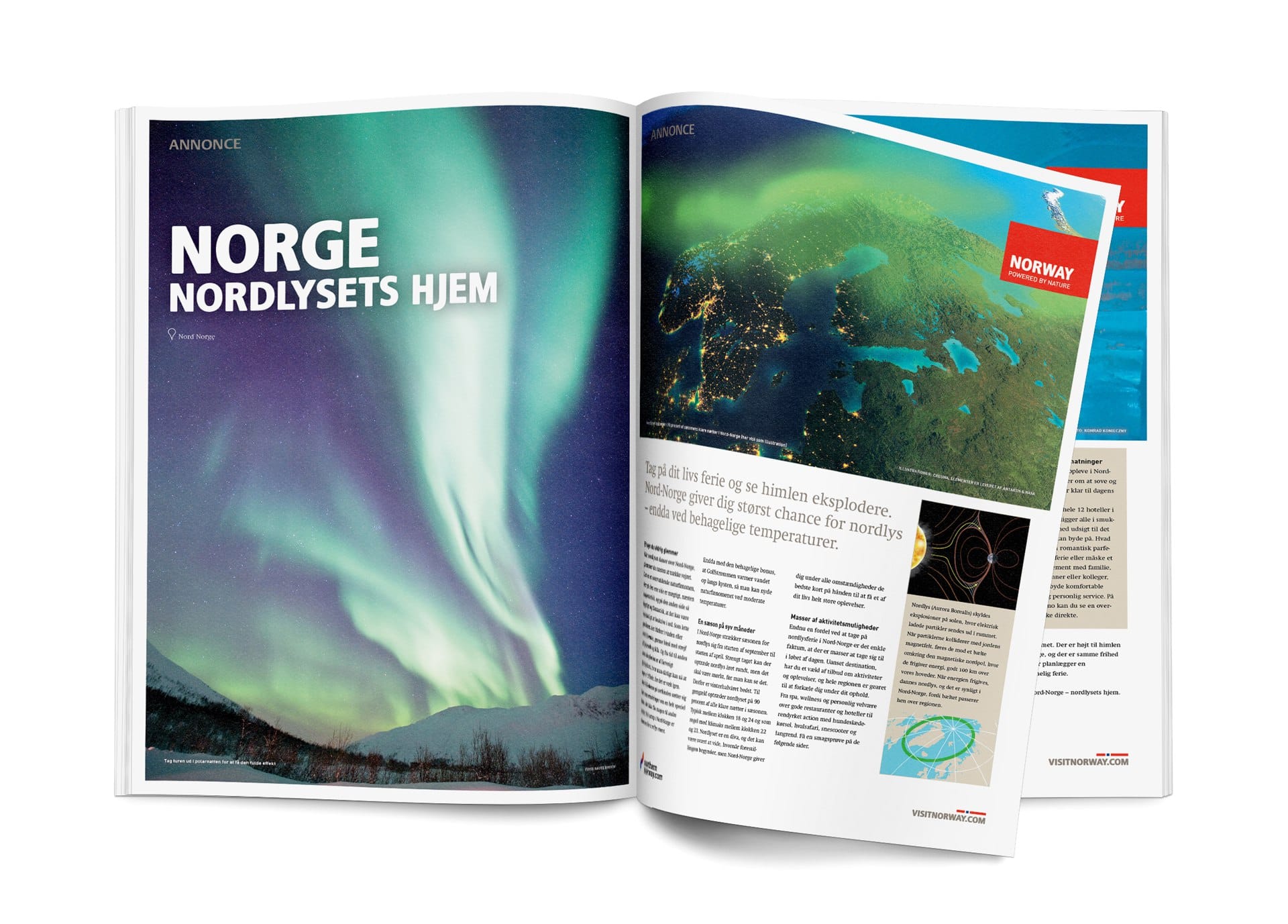 Portfolio case – Landsdækkende Nordlys kampagne for Visit Norway, indeholdende advertorial til landets dagblade samt online banner kampagne. 