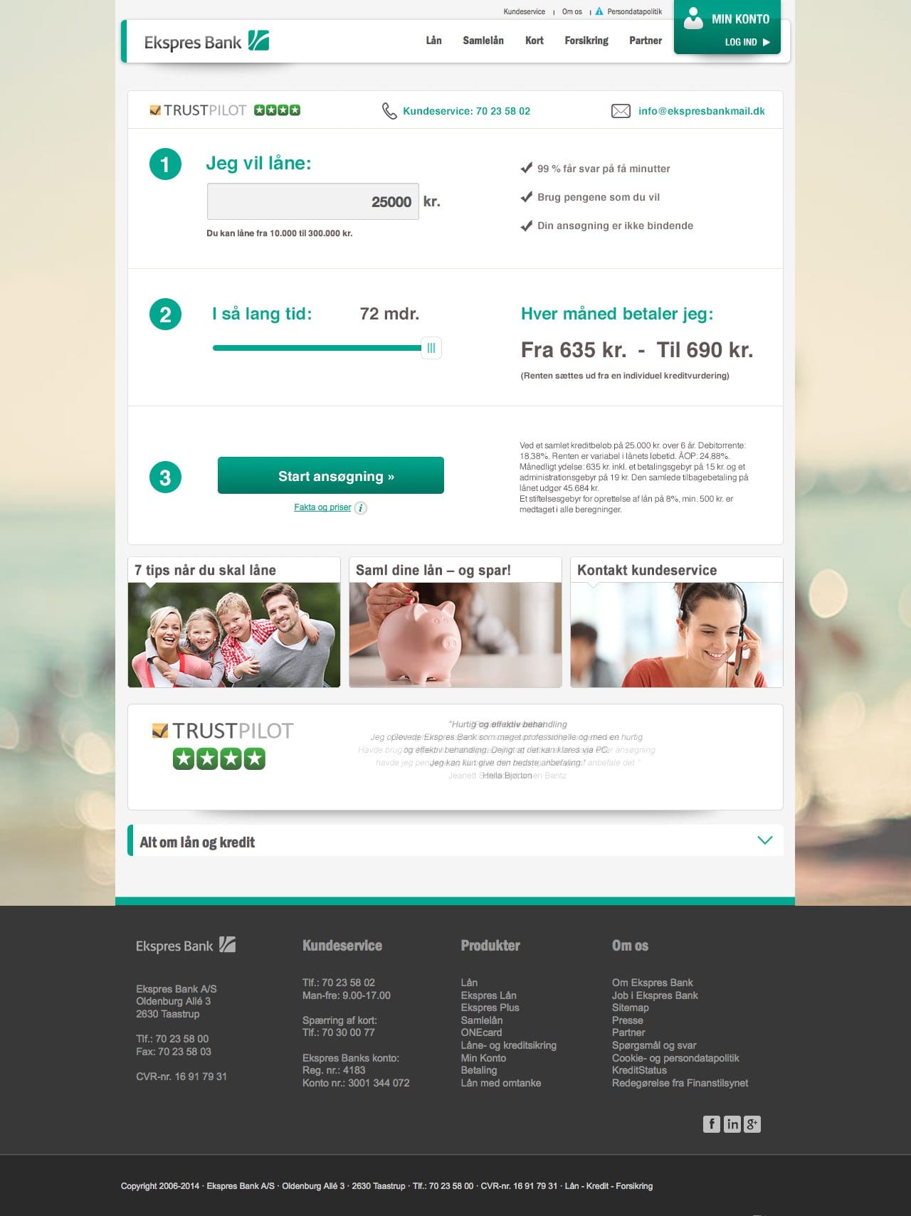 Portfolio case - Re-design af Landing Page til Ekspres Bank, Nets Betalingsservice og Nets leverandørservice. Optimering af touchpoints til bankportal.